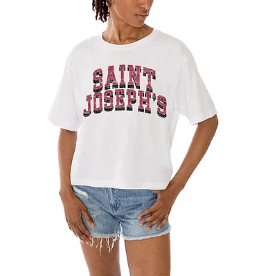 Women's Gameday Couture White Saint Joseph's Hawks Claim To Fame Boxy Cropped T-Shirt