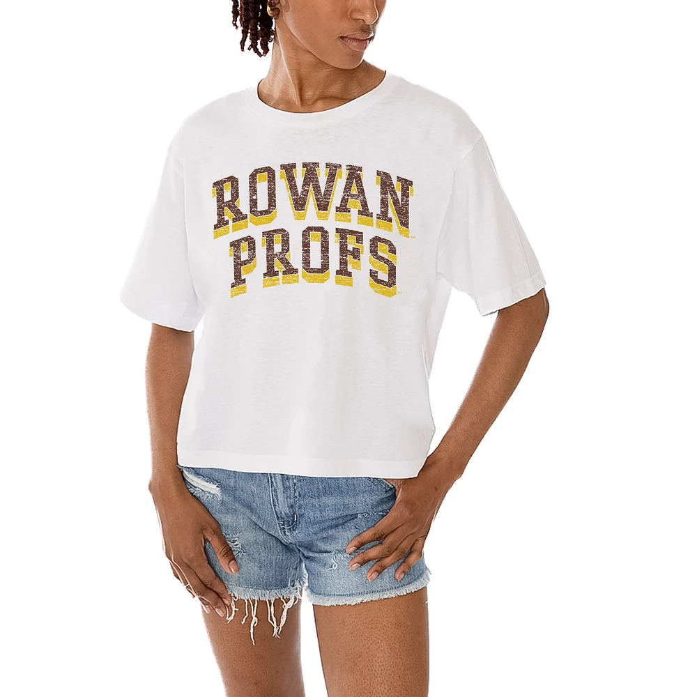 Women's Gameday Couture White Rowan Profs Claim To Fame Boxy Cropped T-Shirt