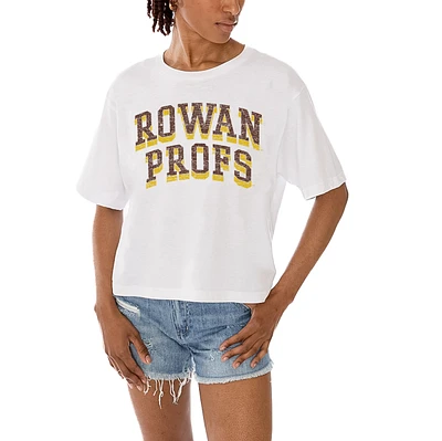 Women's Gameday Couture White Rowan Profs Claim To Fame Boxy Cropped T-Shirt