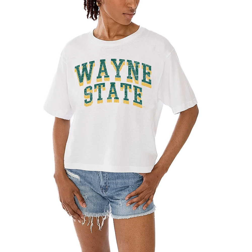 Women's Gameday Couture White Wayne State Warriors Claim To Fame Boxy Cropped T-Shirt