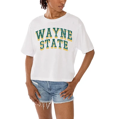 Women's Gameday Couture White Wayne State Warriors Claim To Fame Boxy Cropped T-Shirt