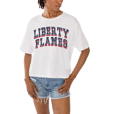 Women's Gameday Couture White Liberty Flames Claim To Fame Boxy Cropped T-Shirt