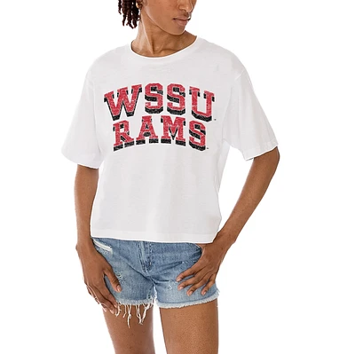 Women's Gameday Couture White Winston-Salem State Rams Claim To Fame Boxy Cropped T-Shirt