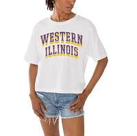 Women's Gameday Couture White Western Illinois Leathernecks Claim To Fame Boxy Cropped T-Shirt