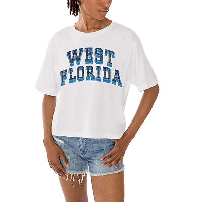 Women's Gameday Couture White West Florida Argonauts Claim To Fame Boxy Cropped T-Shirt