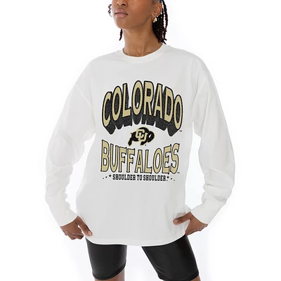 Women's Gameday Couture White Colorado Buffaloes Midweight Oversized Long Sleeve T-Shirt