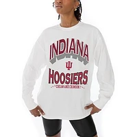 Women's Gameday Couture White Indiana Hoosiers Midweight Oversized Long Sleeve T-Shirt
