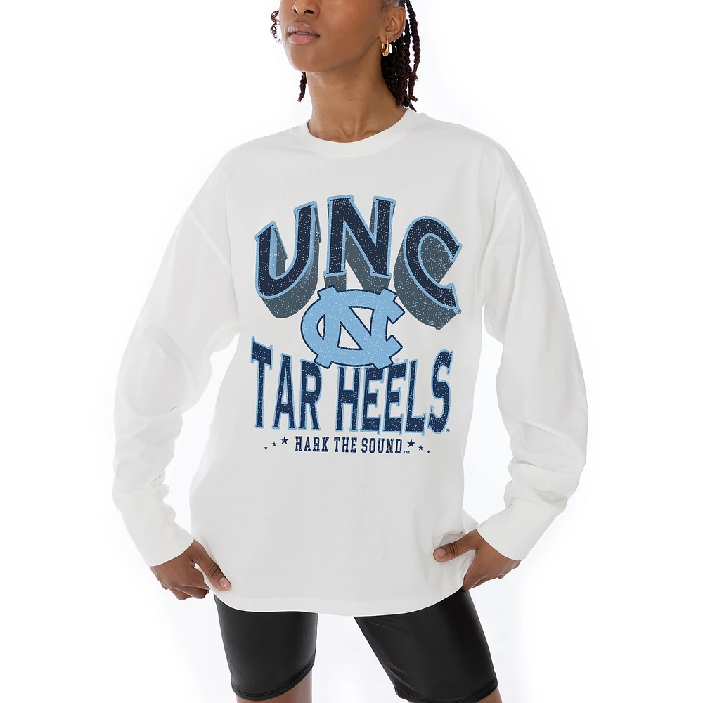 Women's Gameday Couture White North Carolina Tar Heels Midweight Oversized Long Sleeve T-Shirt