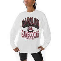 Women's Gameday Couture White South Carolina Gamecocks Midweight Oversized Long Sleeve T-Shirt