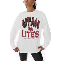 Women's Gameday Couture White Utah Utes Midweight Oversized Long Sleeve T-Shirt