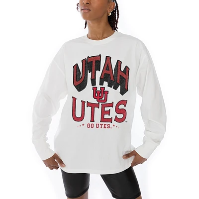 Women's Gameday Couture White Utah Utes Midweight Oversized Long Sleeve T-Shirt