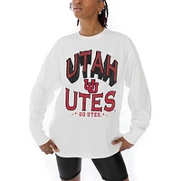 Women's Gameday Couture White Utah Utes Midweight Oversized Long Sleeve T-Shirt