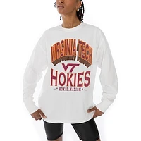 Women's Gameday Couture White Virginia Tech Hokies Midweight Oversized Long Sleeve T-Shirt