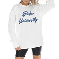 Women's Gameday Couture White Duke Blue Devils Midweight Oversized Long Sleeve T-Shirt