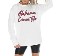 Women's Gameday Couture White Alabama Crimson Tide Midweight Oversized Long Sleeve T-Shirt