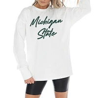 Women's Gameday Couture White Michigan State Spartans Midweight Oversized Long Sleeve T-Shirt