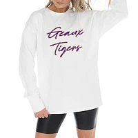 Women's Gameday Couture White LSU Tigers Midweight Oversized Long Sleeve T-Shirt