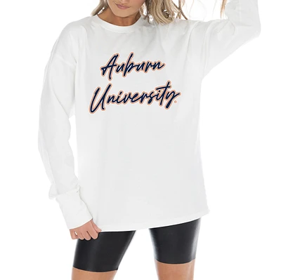 Women's Gameday Couture White Auburn Tigers Midweight Oversized Long Sleeve T-Shirt
