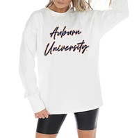 Women's Gameday Couture White Auburn Tigers Midweight Oversized Long Sleeve T-Shirt