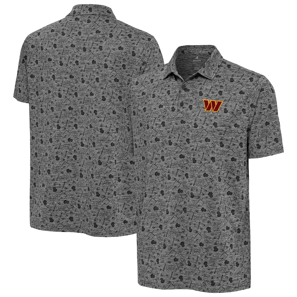 Men's Antigua Heather Black Washington Commanders Relentless Polo