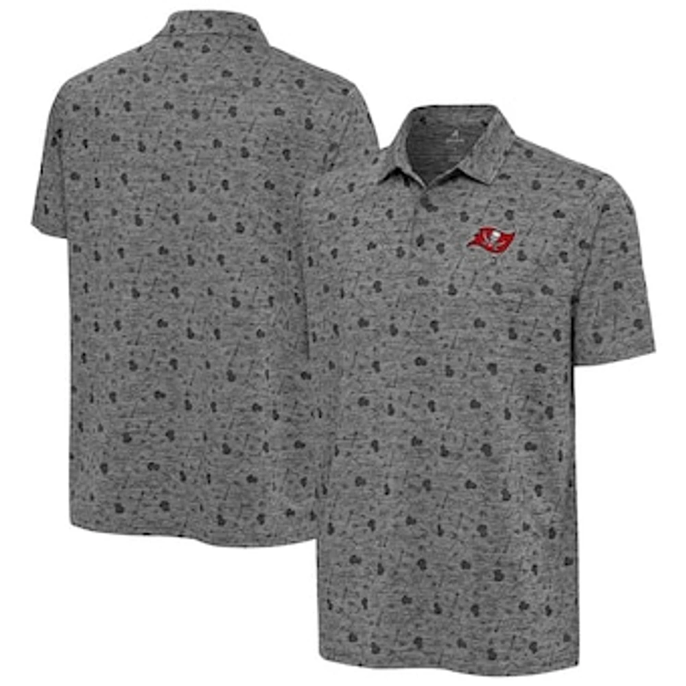 Men's Antigua Heather Black Tampa Bay Buccaneers Relentless Polo