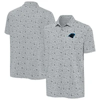 Men's Antigua Heather Gray Carolina Panthers Relentless Polo