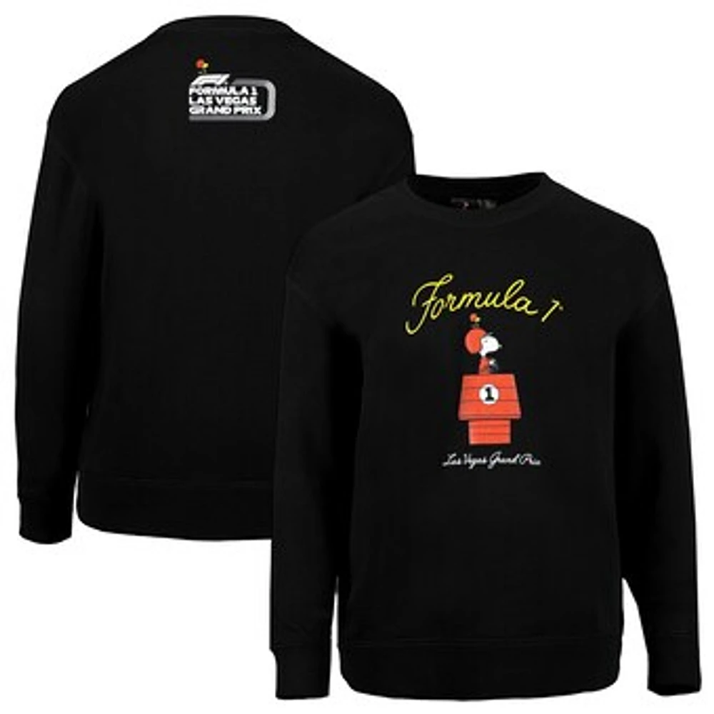 Youth Snoopy Black Formula 1 x Peanuts 2024 Las Vegas Grand Prix Dog House Pullover Sweatshirt