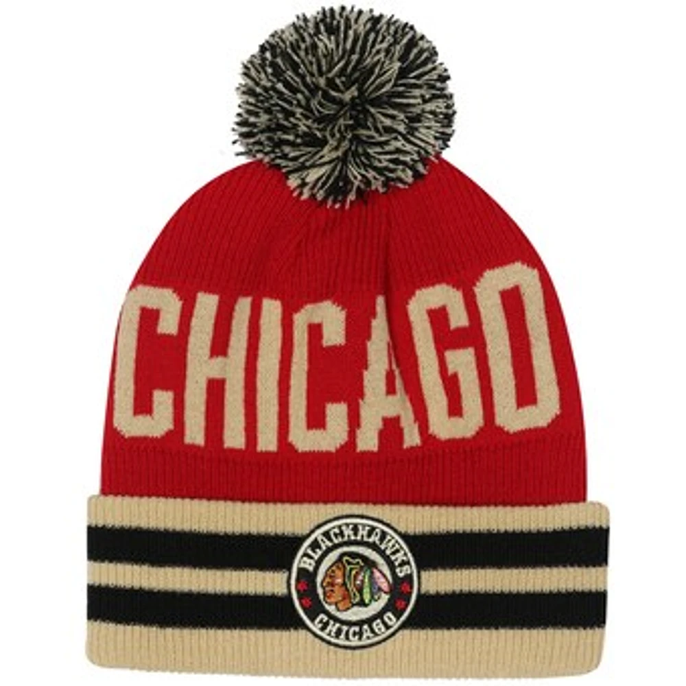 Youth Red/Cream Chicago Blackhawks 2025 NHL Winter Classic Cuffed Knit Hat with Pom