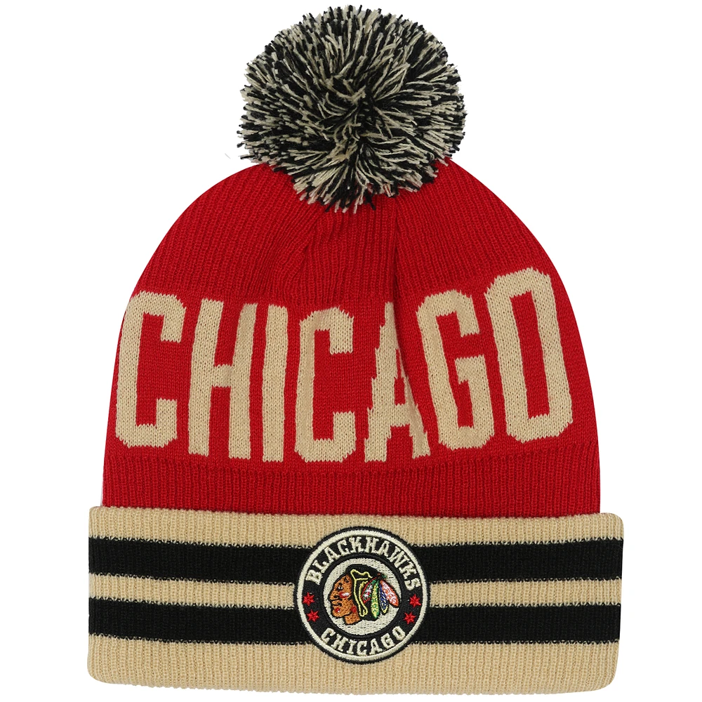 Youth Red/Cream Chicago Blackhawks 2025 NHL Winter Classic Cuffed Knit Hat with Pom