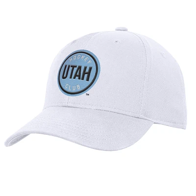 Youth White Utah Hockey Club Core Slouch Adjustable Hat