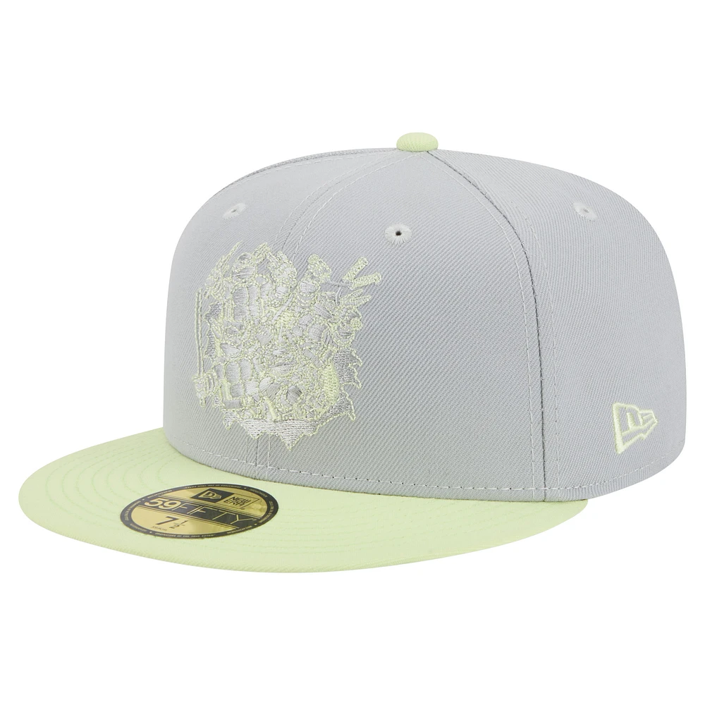 Men's New Era Gray/Light Green Teenage Mutant Ninja Turtles Two-Tone Color Pack 59FIFTY Fitted Hat