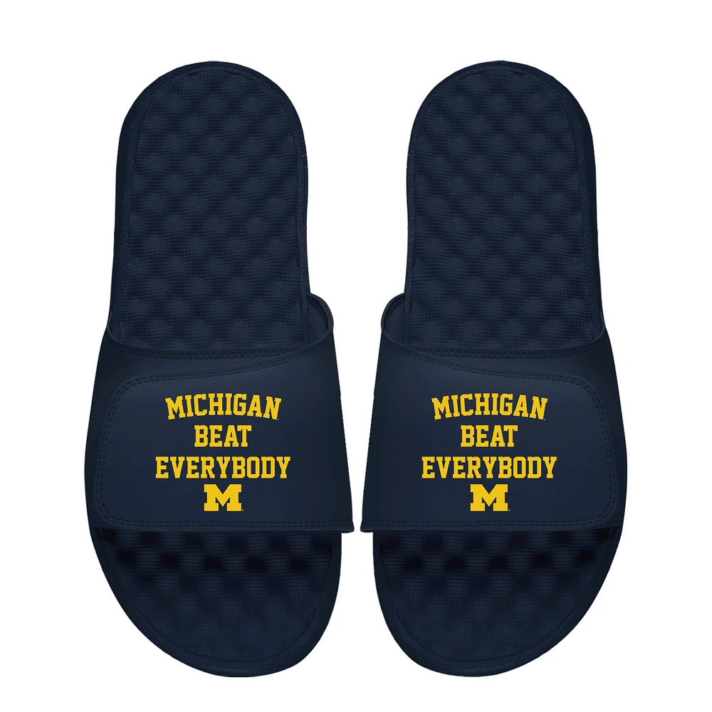 Unisex ISlide Navy Michigan Wolverines Team Saying Slide Sandals