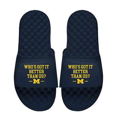 Unisex ISlide Navy Michigan Wolverines Team Slogan Slide Sandals