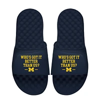 Unisex ISlide Navy Michigan Wolverines Team Slogan Slide Sandals