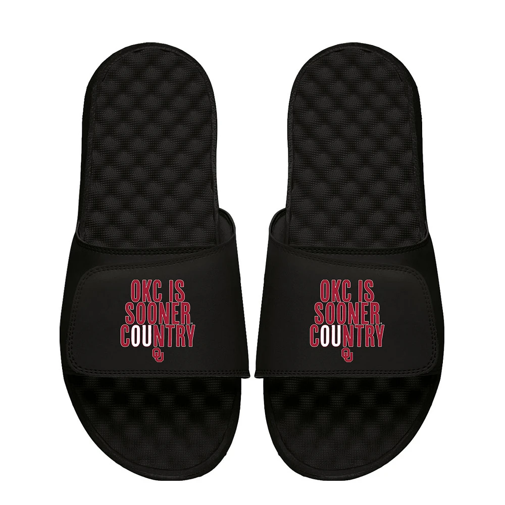 Unisex ISlide Black Oklahoma Sooners Team Saying Slide Sandals