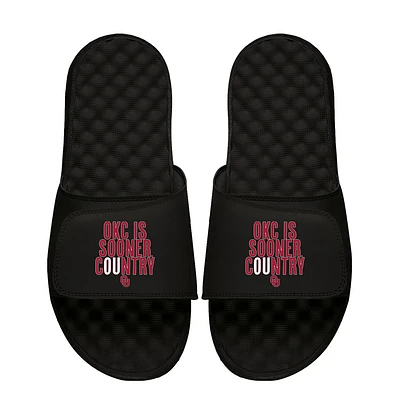 Unisex ISlide Black Oklahoma Sooners Team Saying Slide Sandals