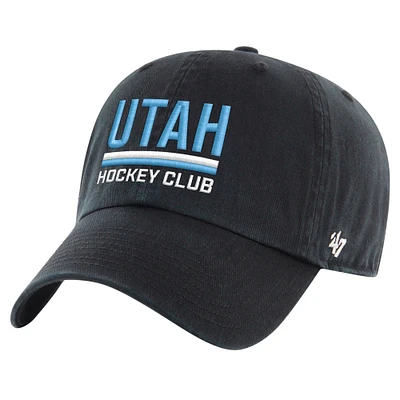 Men's '47 Black Utah Hockey Club Core Logo Clean Up Adjustable Hat