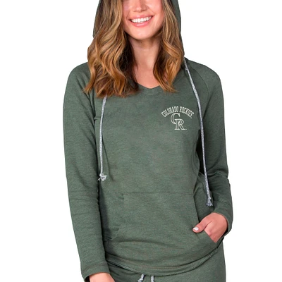 Women's Concepts Sport Green Colorado Rockies Mainstream Terry Tri-Blend V-Neck Pullover Hoodie