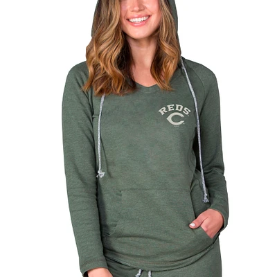 Women's Concepts Sport Green Cincinnati Reds Mainstream Terry Tri-Blend V-Neck Pullover Hoodie