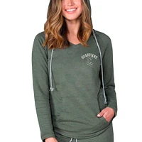 Women's Concepts Sport Green Cleveland Guardians Mainstream Terry Tri-Blend V-Neck Pullover Hoodie