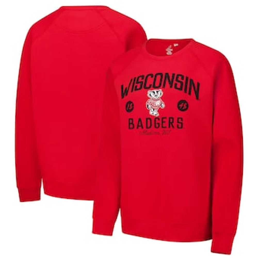 Men's League Collegiate Wear Red Wisconsin Badgers Bendy Arch Essential 2.0 Pullover Sweatshirt