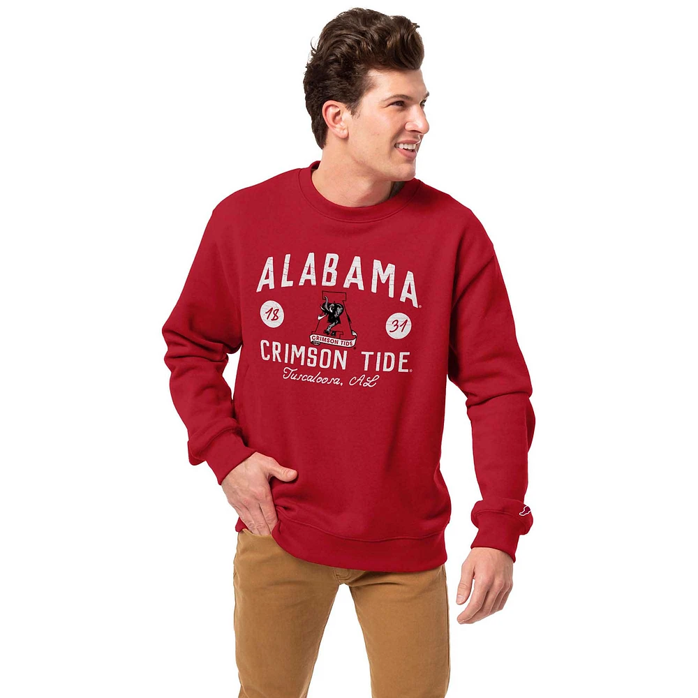 Men's League Collegiate Wear Crimson Alabama Tide Bendy Arch Essential 2.0 Pullover Sweatshirt