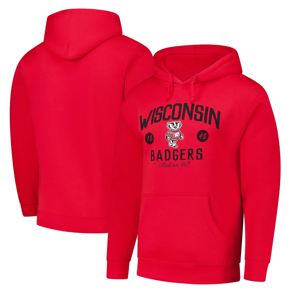 Men's League Collegiate Wear Red Wisconsin Badgers Bendy Arch Essential 2.0 Pullover Hoodie