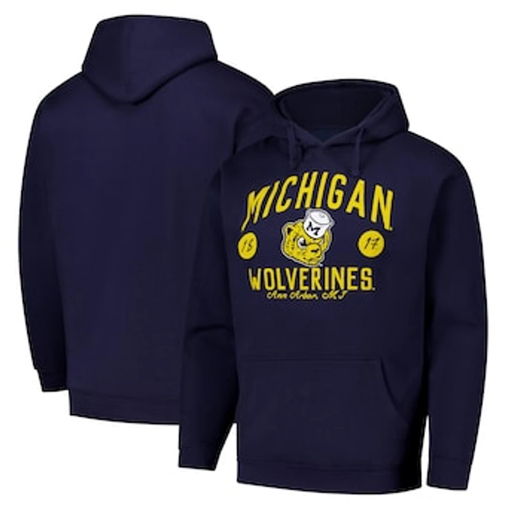 Men's League Collegiate Wear Navy Michigan Wolverines Bendy Arch Essential 2.0 Pullover Hoodie