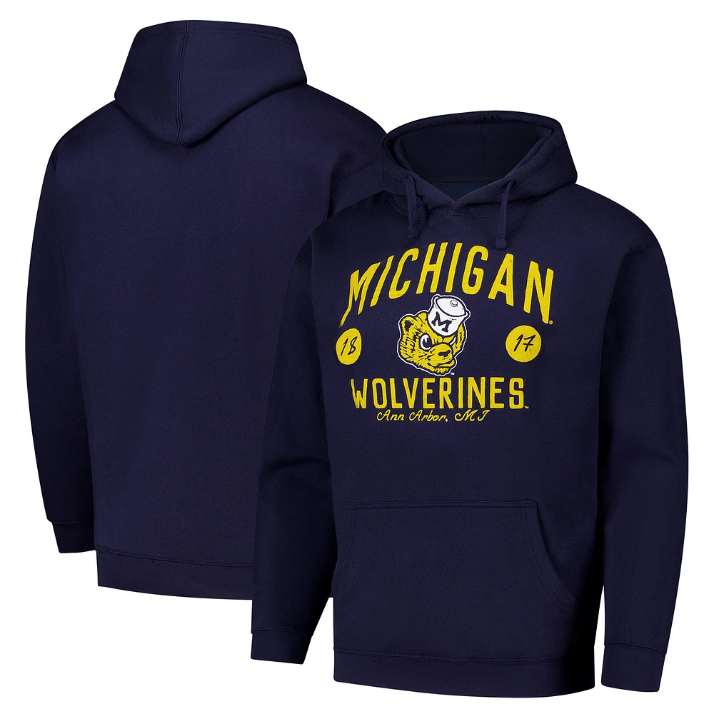 Men's League Collegiate Wear Navy Michigan Wolverines Bendy Arch Essential 2.0 Pullover Hoodie