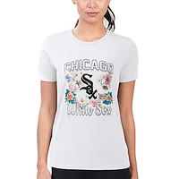 Women's G-III 4Her by Carl Banks Chicago White Sox Flowers Graphic Fitted T-Shirt
