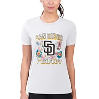 Women's G-III 4Her by Carl Banks San Diego Padres Flowers Graphic Fitted T-Shirt