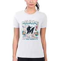 Women's G-III 4Her by Carl Banks Miami Marlins Flowers Graphic Fitted T-Shirt