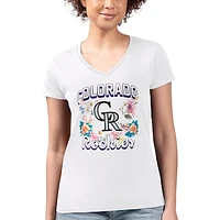 Women's G-III 4Her by Carl Banks Colorado Rockies Flowers Graphic Fitted V-Neck T-Shirt
