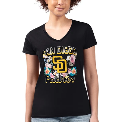 Women's G-III 4Her by Carl Banks San Diego Padres Flowers Graphic Fitted V-Neck T-Shirt